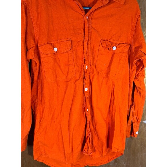 Vintage Big Mac JC‎ Penneys Flannel Collar Button Up Orange USA Medium 15-15.5 - Picture 4 of 9